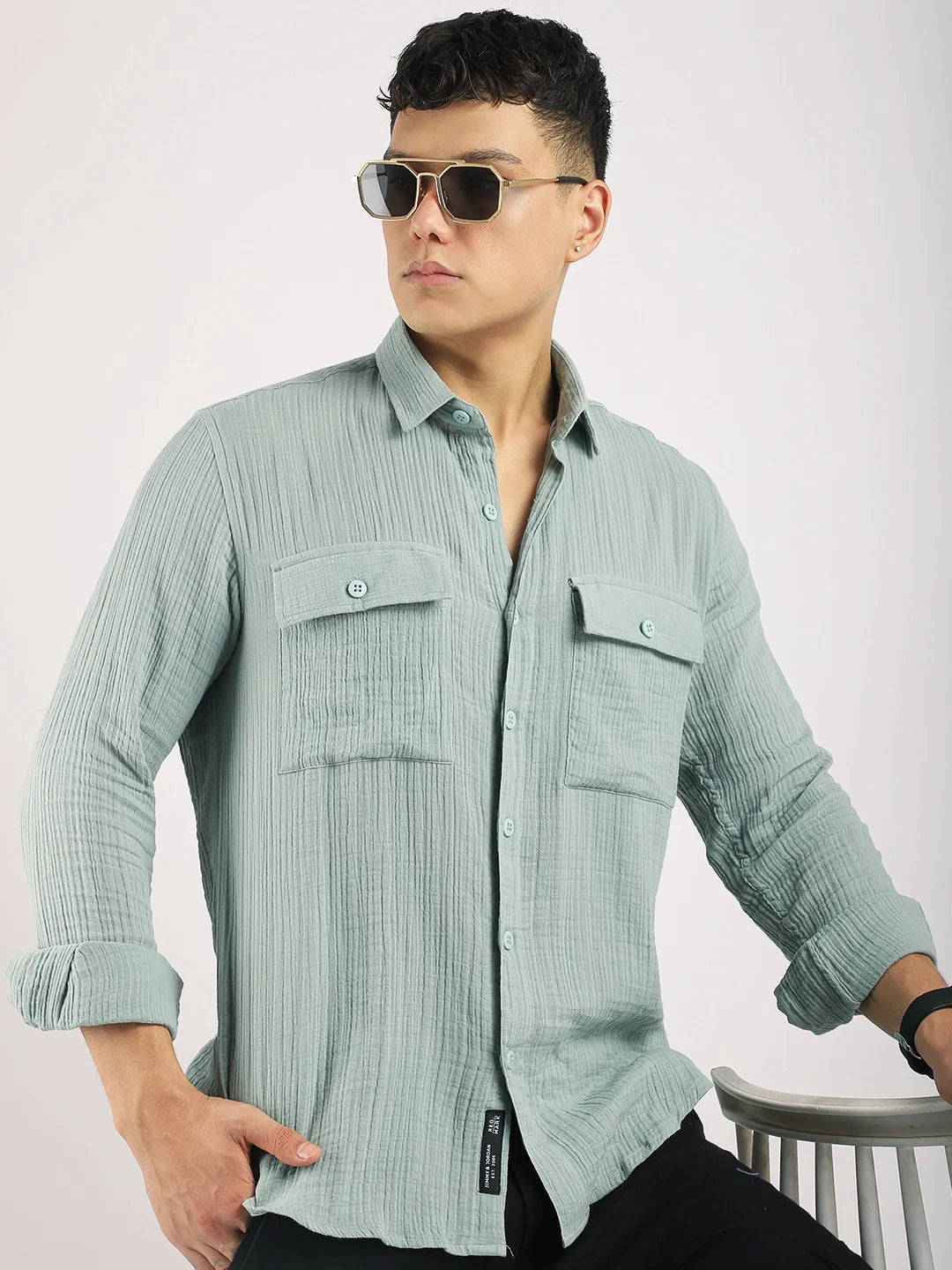 Vero Vibe Lucas Double Clothe Teal Green Shirt