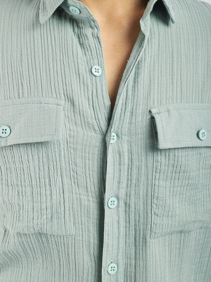 Vero Vibe Lucas Double Clothe Teal Green Shirt