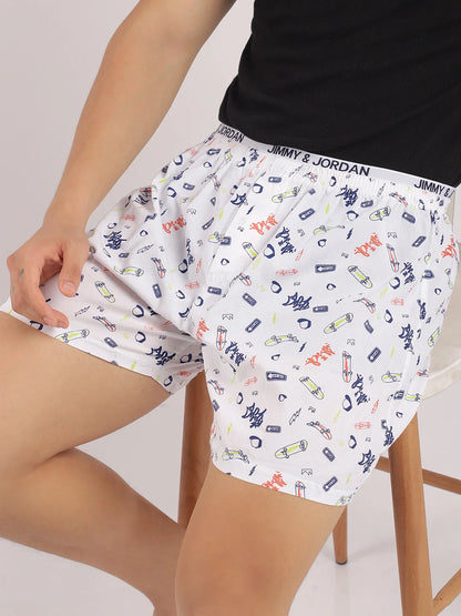 Play Boy Skate White Print Boxer