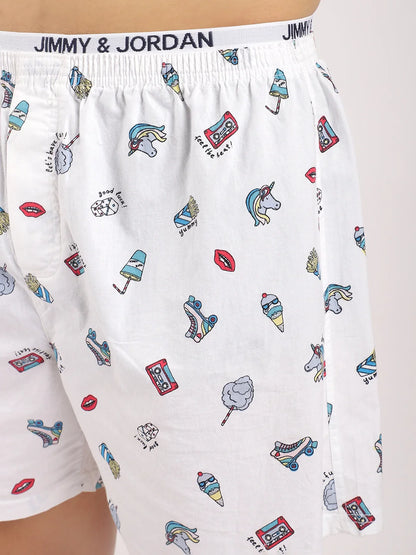 Good Luck White Print Boxer
