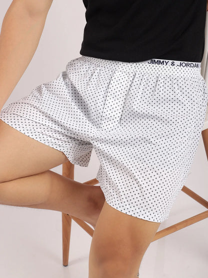 Ace Of Night White Print Boxer