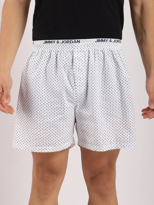 Ace Of Night White Print Boxer