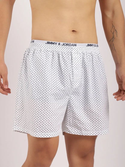 Ace Of Night White Print Boxer