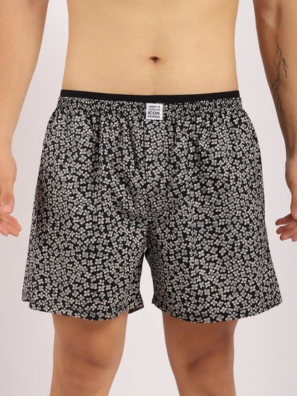 Flower Black Print Boxer