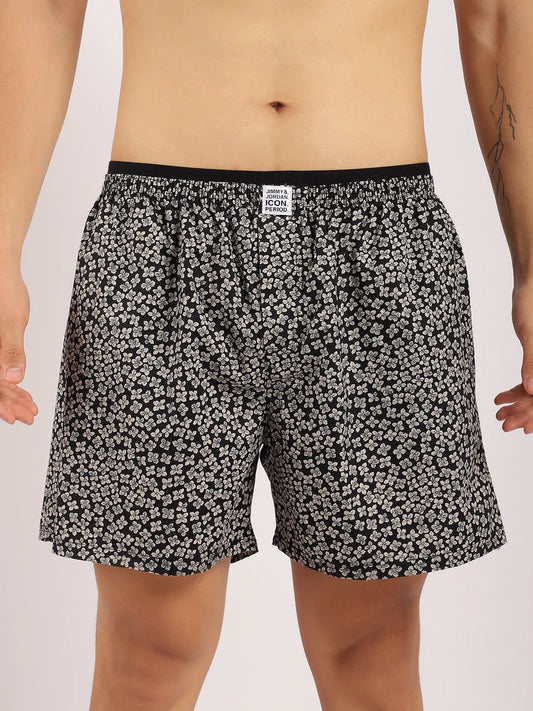Flower Black Print Boxer