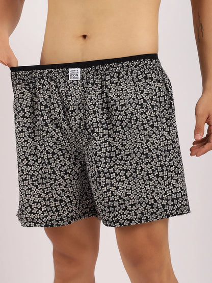 Flower Black Print Boxer