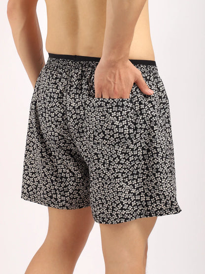 Flower Black Print Boxer