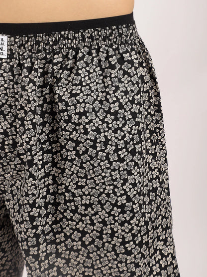 Flower Black Print Boxer