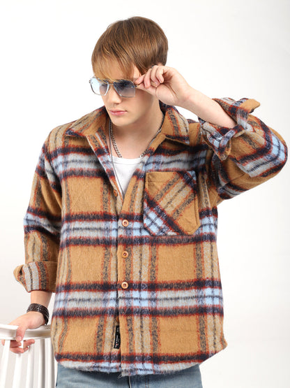 Navy Check Shirt Men
