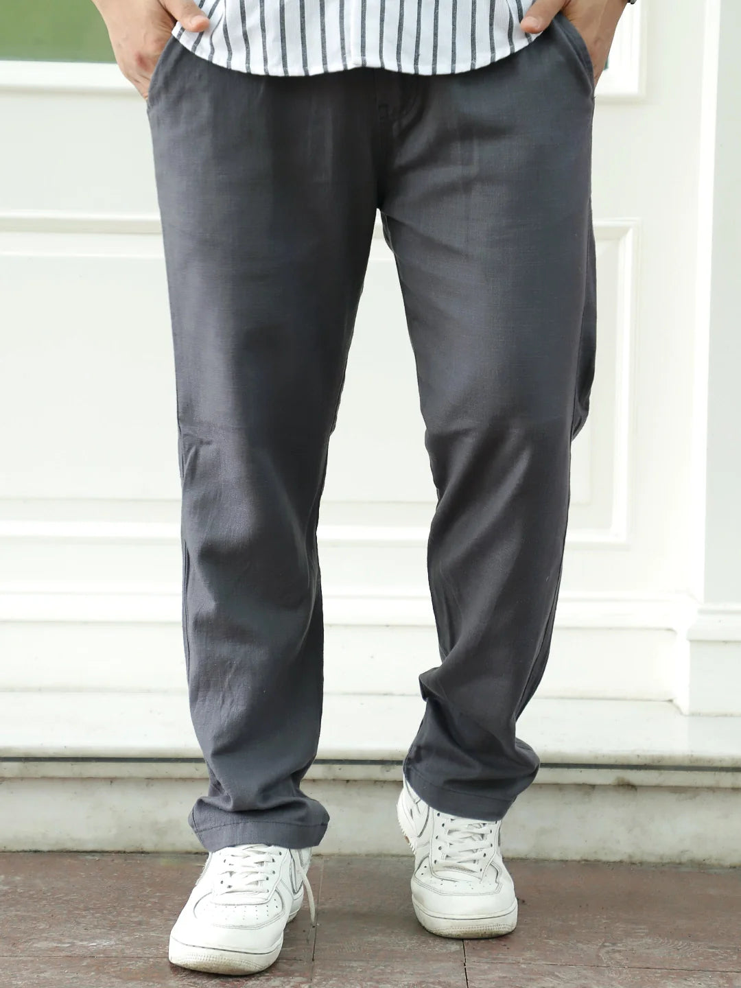 Basklin Dark Grey Cotton Trouser