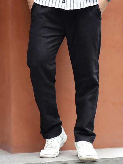 Basklin Black Cotton Trouser