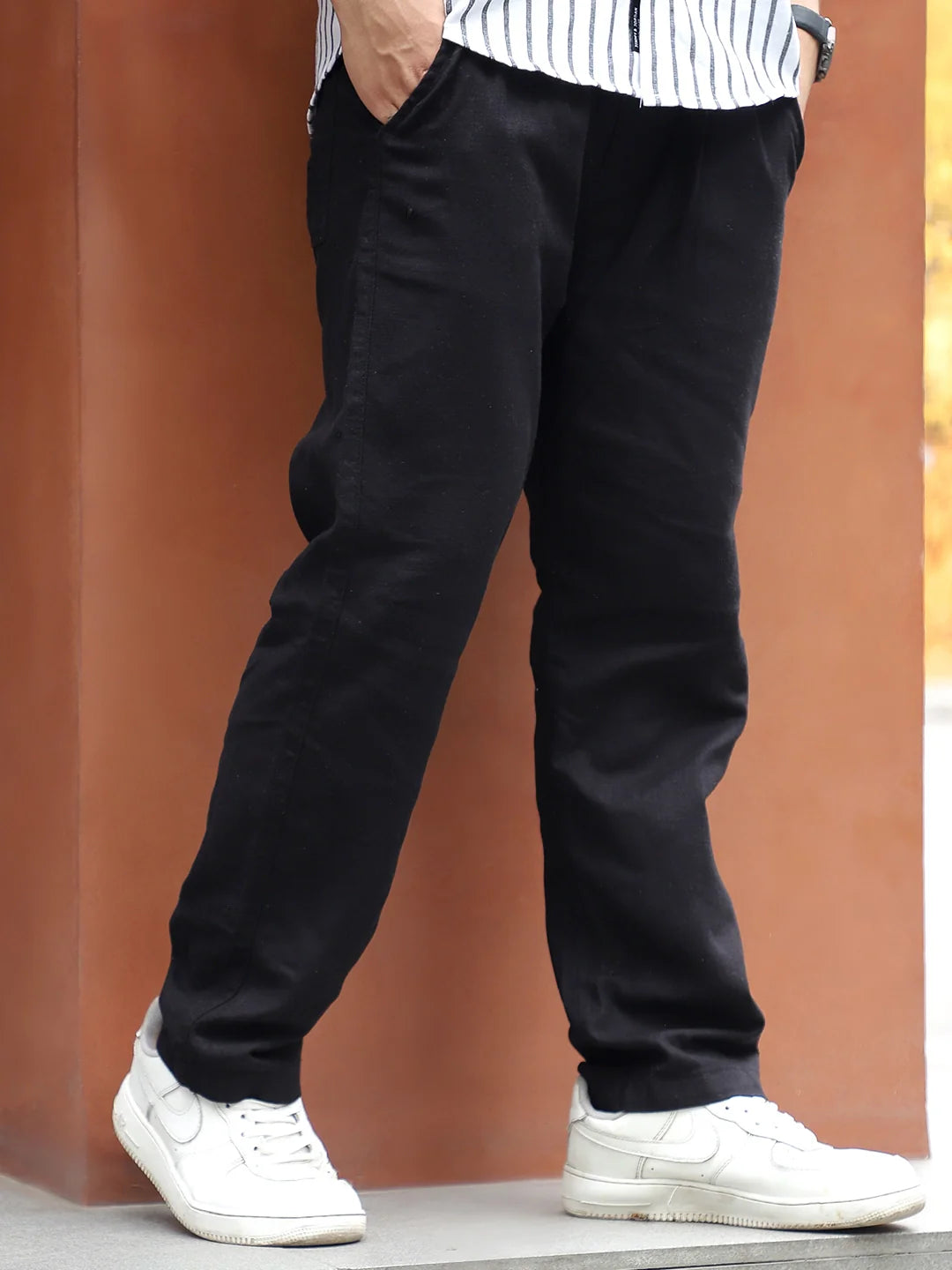 Basklin Black Cotton Trouser