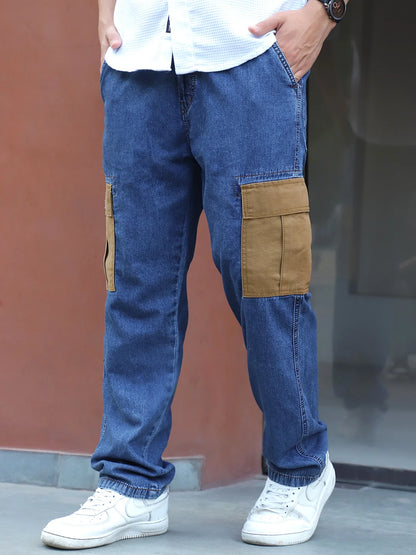 Mezzanotte Dark Blue Baggy Fit Denim Cargo
