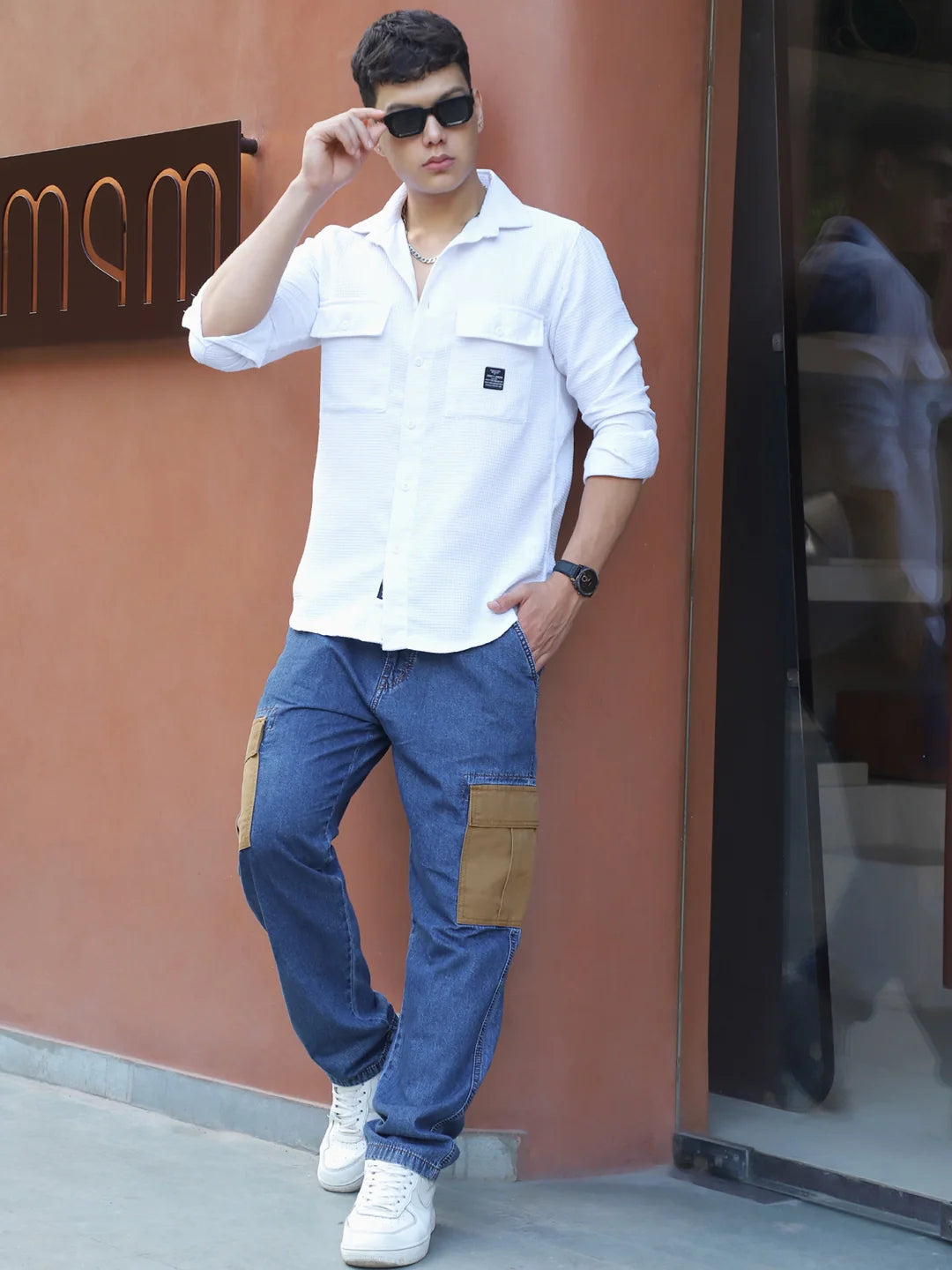 Mezzanotte Dark Blue Baggy Fit Denim Cargo