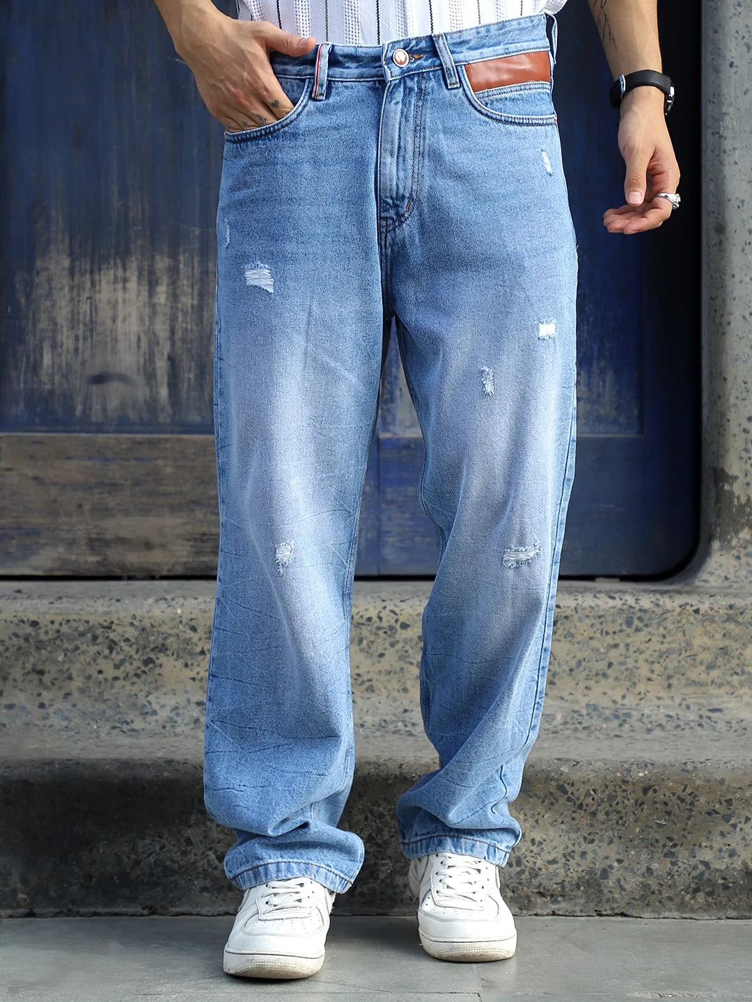 Darkforce Light Blue Baggy Fit Jeans