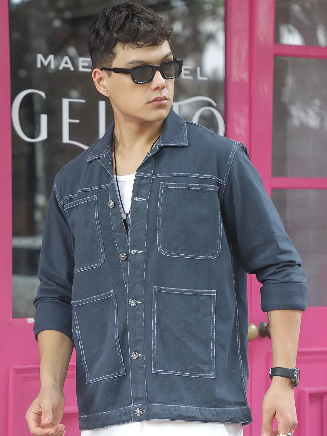 Bullet Fade Slate Grey Denim Shirt