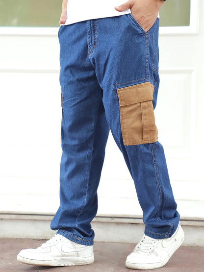 Mezzanotte Blue Baggy Fit Denim Cargo