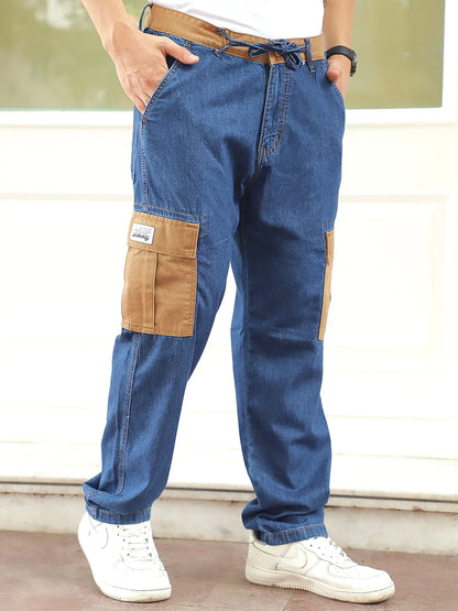 Mezzanotte Blue Baggy Fit Denim Cargo