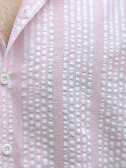 SnugSky Rouge Pink Half Sleeve Stripe Shirt