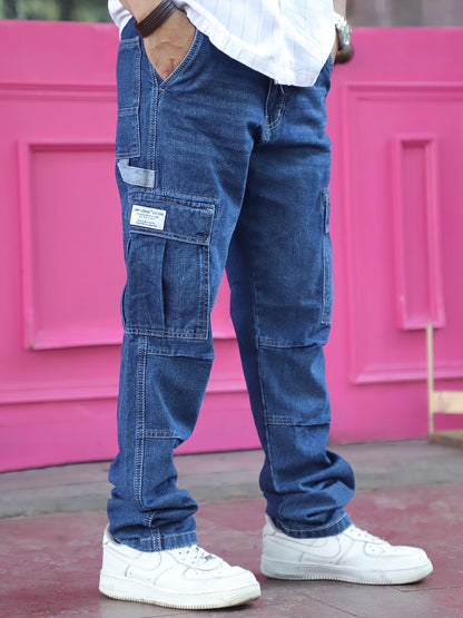 Celshade Blue Baggy Fit Denim Cargo