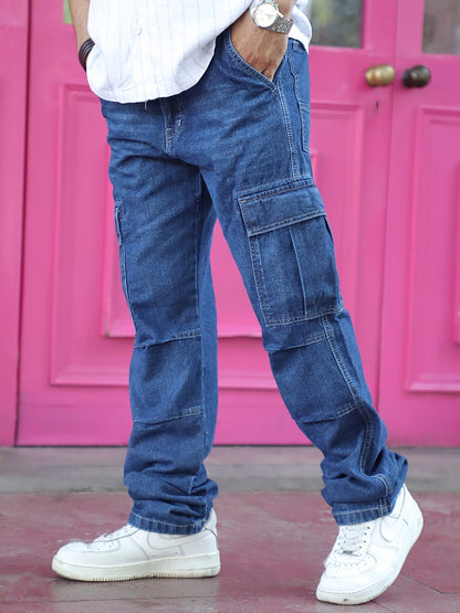 Celshade Blue Baggy Fit Denim Cargo