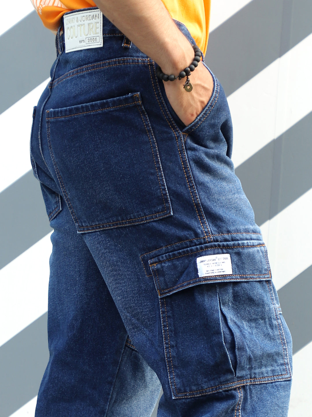 Noir Yale Blue Baggy Fit Denim Cargo
