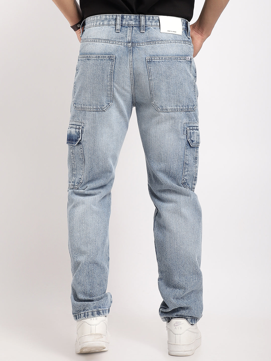 Caventor Ice Blue Baggy Fit Denim Cargo